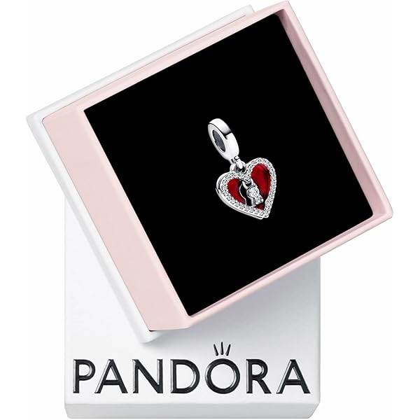 PANDORA red charm×silver chain necklace Amazon.com: PANDORA Sparkling Heart Halo Pendant Collier